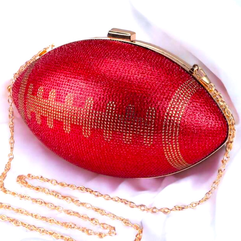 Bling red and gold 49ers football purse clutch